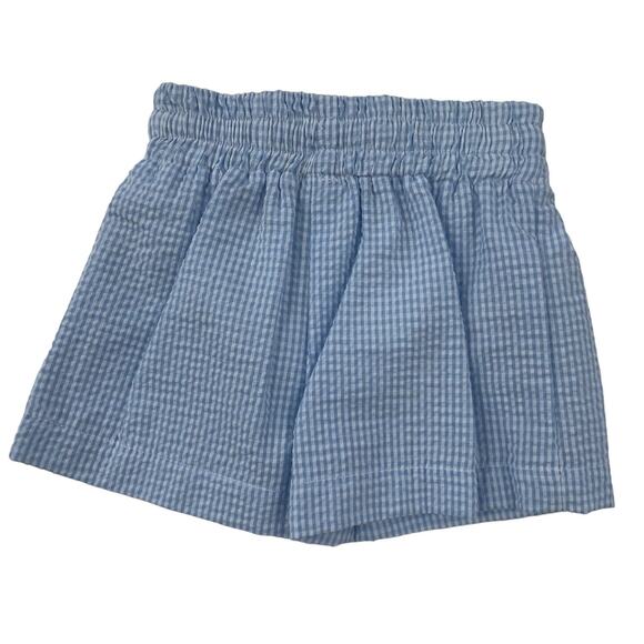 Color Works Boys Blue & White Gingham Print Seersucker Pull On Trunks 3M - Picture 1 of 3